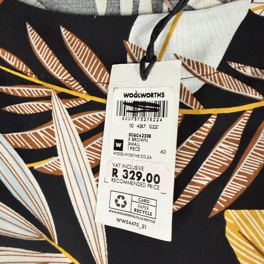 Woolworths T-Shirt Dress Womens Small Black Tropical Leaf Print Knee Length - Picture 5 of 13
